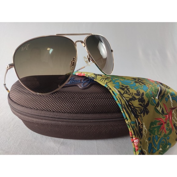 Maui Jim Mavericks MJ 264-16 Gold Titanium Polarized Aviator Sunglasses Japan